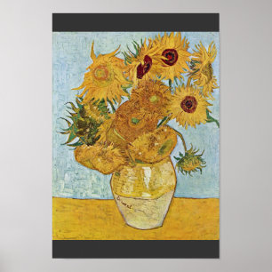 Vas med 12 solrosor av Vincent Van Gogh Poster