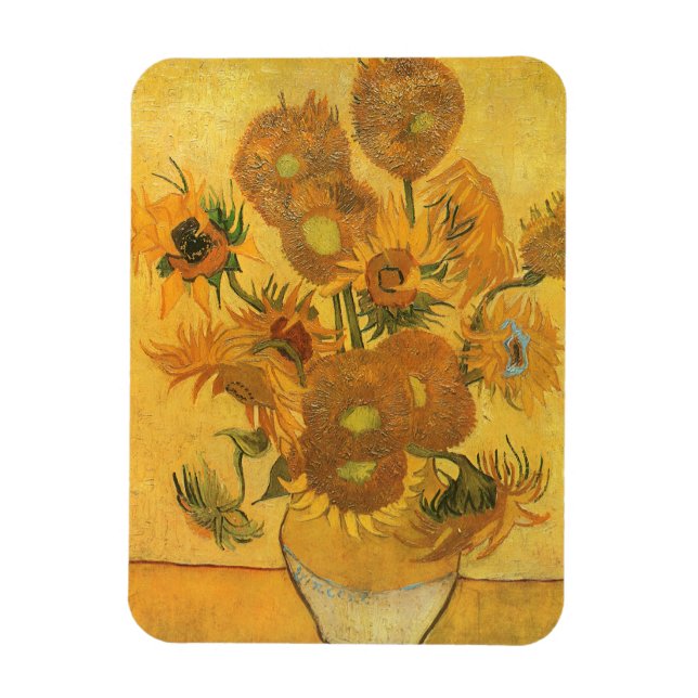 Vas med 15 blommor av Vincent van Gogh Magnet (Vertikal)