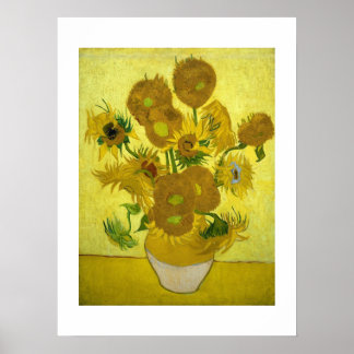 Vas med 15 solblommor av Van Gogh Poster