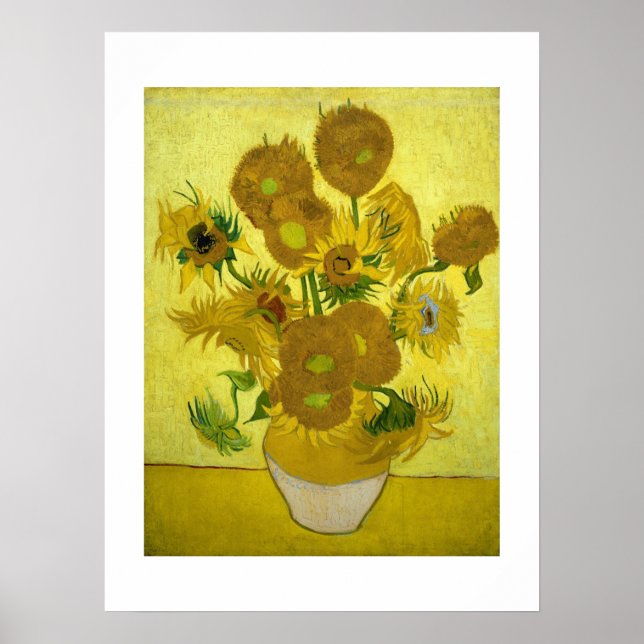 Vas med 15 solblommor av Van Gogh Poster (Framsidan)