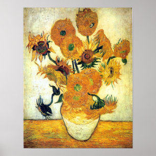 Vas med 15 solblommor av Vincent van Gogh Poster