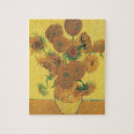Vas med 15 solblommor av Vincent van Gogh Pussel<br><div class="desc">Vas med 15 solrosor eller helt enkelt solrosor (1888) av Van Gogh är en bra av vintage Post impressionism blommigt-. Den ingår i en serie likartade målningar med en blomkett i vas. Hela serien visar solblommor i alla skeden av livet, från helt i blomning till att gnälla och dö. Om...</div>