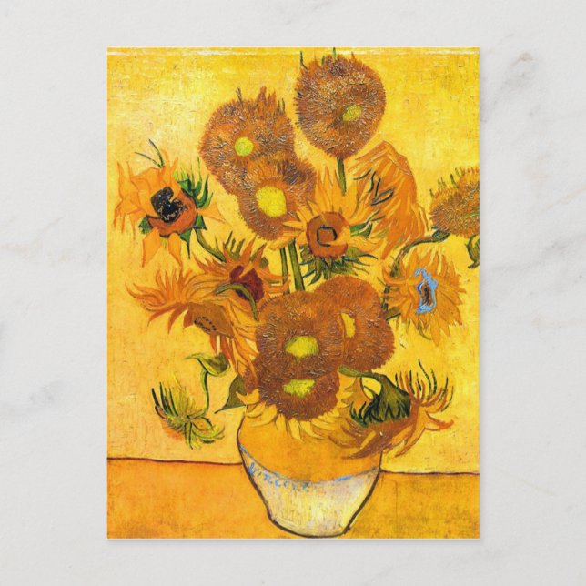 Vas med 15 solblommor av Vincent van Gogh Vykort (Framsida)