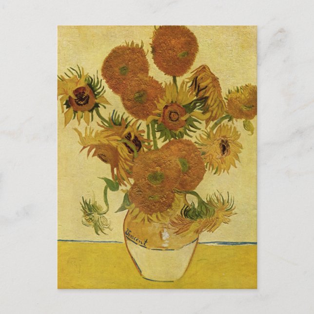 Vas med 15 solblommor, Van Gogh Fine Art Vykort (Framsida)