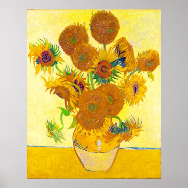 Vas med 15 solblommor, Van Gogh Poster (Framsidan)