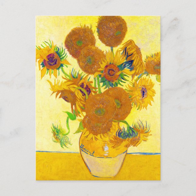 Vas med 15 solblommor, Van Gogh Vykort (Framsida)
