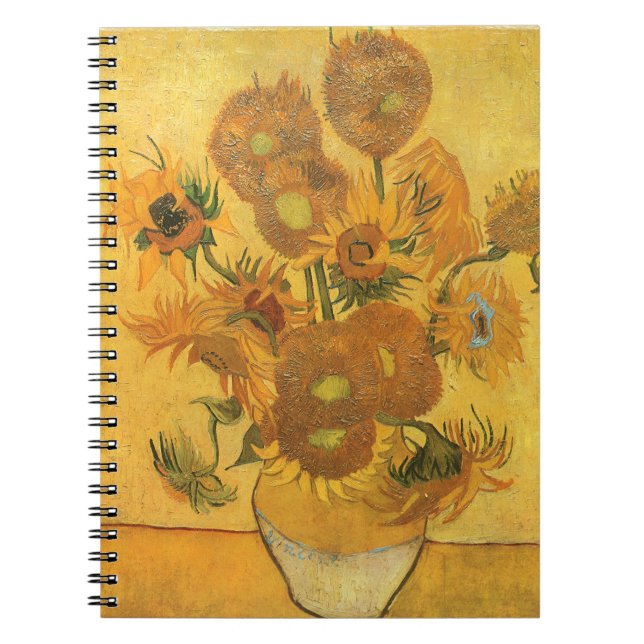 Vas med 15 solrosor av Vincent van Gogh Anteckningsbok (Framsidan)