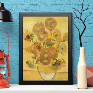 Vas med 15 solrosor av Vincent van Gogh Poster