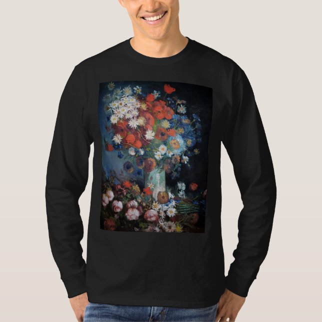 Vas med ängsblommor och rosor av Van Gogh T Shirt (Framsida)