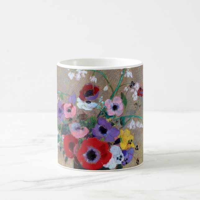Vas med blandade blommor, Redon Kaffemugg (Center)