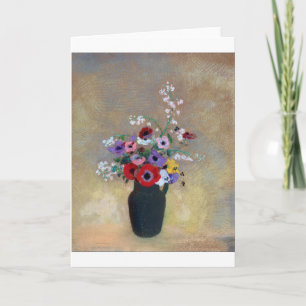 Vas med blandade blommor, Redon Kort