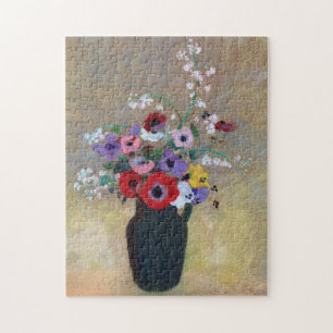 Vas med blandade blommor, Redon Pussel