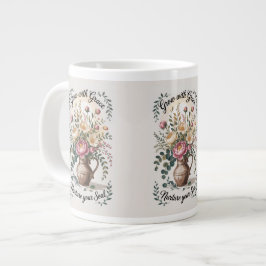 Vas med Blommigtar som växer med Grace-citat Jumbo Mugg