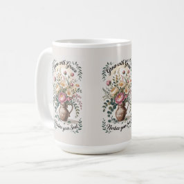 Vas med Blommigtar som växer med Grace-citat Kaffemugg