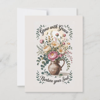 Vas med Blommigtar som växer med Grace-citat Vykort