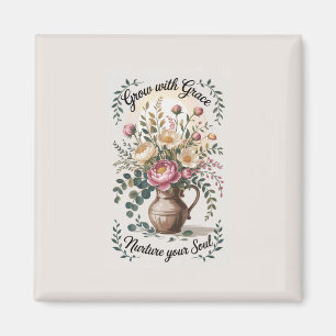 Vas med Blommigtar som växer med respitoffert Magnet