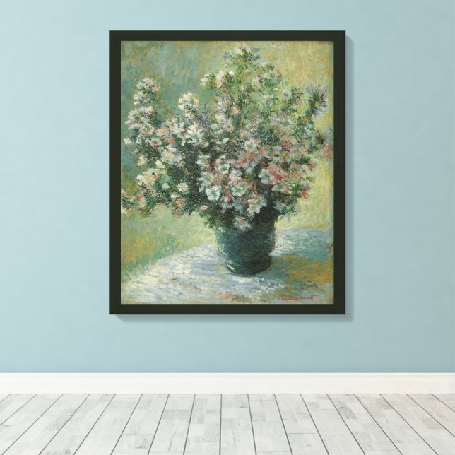 Vas med blommor av Claude Monet Canvastryck (Insitu (trägolv))