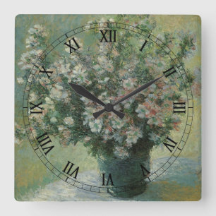 Vas med blommor av Claude Monet Fyrkantig Klocka