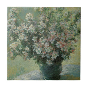 Vas med blommor av Claude Monet Kakelplatta