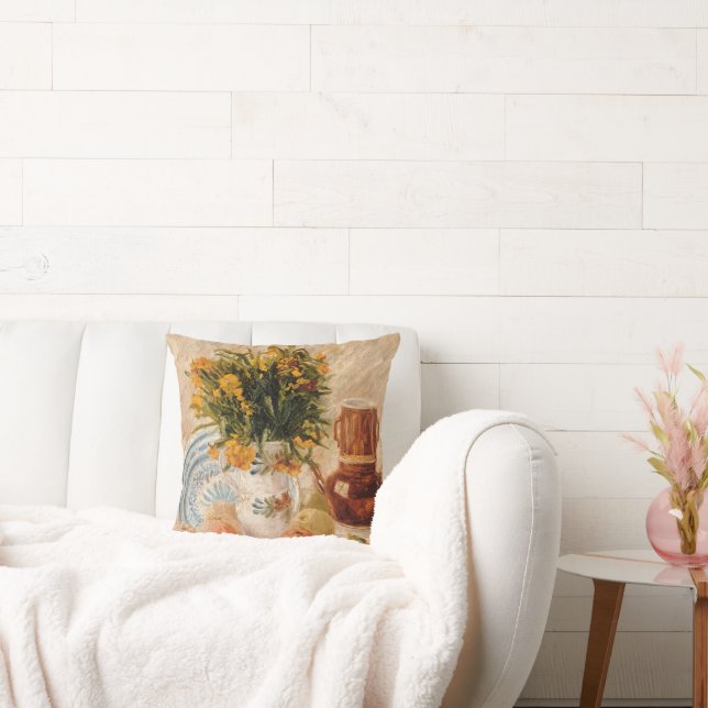 Vas med blommor, kaffepott och frukt, van Gogh Kudde (Soffa)