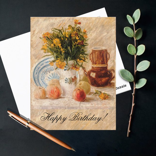Vas med blommor, kaffepott och frukt, van Gogh Vykort (Skapare uppladdad)
