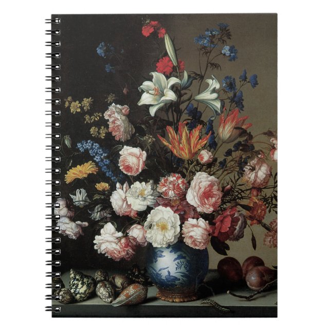 Vas med blommor vid ett fönster, Balthasar van der Anteckningsbok (Framsidan)