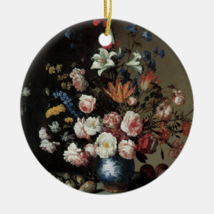 Vas med blommor vid ett fönster, Balthasar van der Julgransprydnad Keramik
