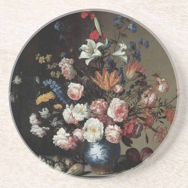 Vas med blommor vid ett fönster, Balthasar van der Underlägg Sandsten (Framsidan)