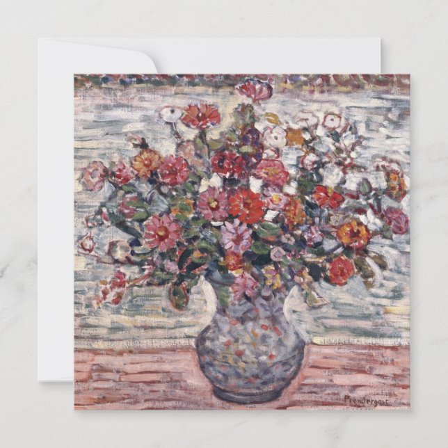 Vas med blommor, Zinnias av Maurice Prendergast (Framsida)