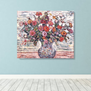 Vas med blommor, Zinnias av Maurice Prendergast Canvastryck