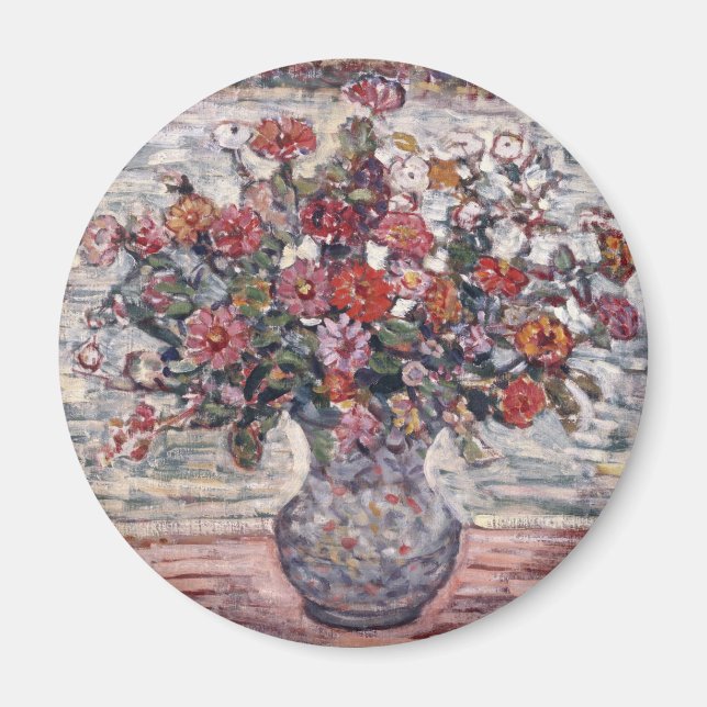 Vas med blommor, Zinnias av Maurice Prendergast Magnet (Framsidan)