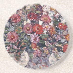 Vas med blommor, Zinnias av Maurice Prendergast Underlägg Sandsten