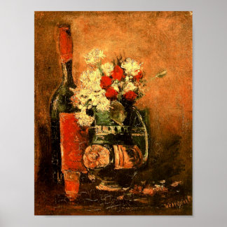Vas med Carnationernas Ro och Flaska Van Gogh Bra Poster