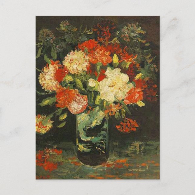 Vas med Carnations Vincent van Gogh Vykort (Framsida)