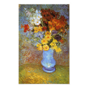 Vas med daisy och anemoner - Van Gogh Fototryck
