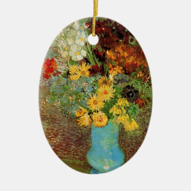 Vas med Daisy och Anemones av Vincent van Gogh Julgransprydnad Keramik (Framsidan)