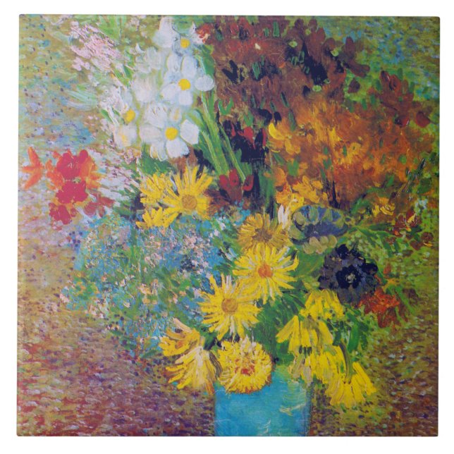Vas med Daisy och Anemones, Van Gogh Kakelplatta (Framsidan)