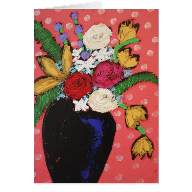 vas med det färgrika blommakortet hälsningskort (Framsidan)