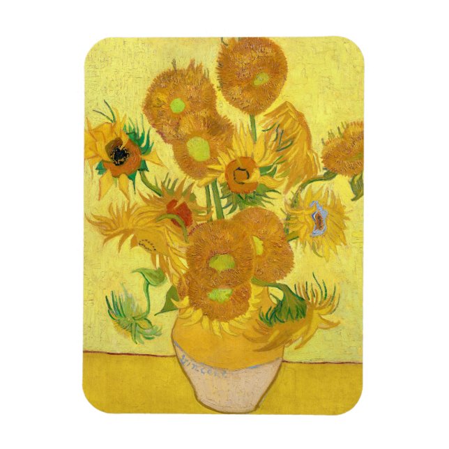 Vas med femton solblommor av Vincent Van Gogh Magnet (Vertikal)