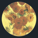 Vas med femton solblommor, Vincent van Gogh Runt Klistermärke<br><div class="desc">Vas med femton solblommor,  Vincent van Gogh</div>