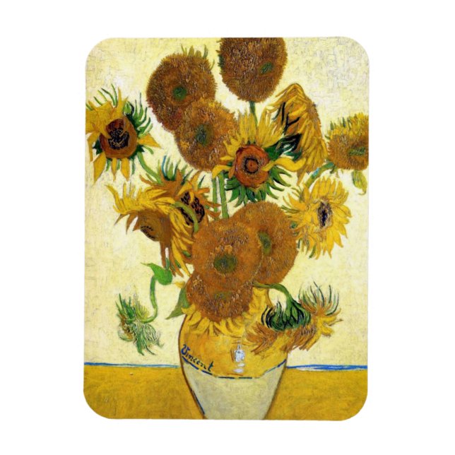 Vas med femton solrosor av Vincent Van Gogh Magnet (Vertikal)