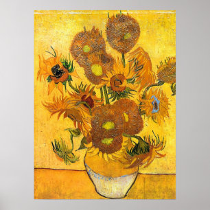 Vas med femton solrosor av Vincent Van Gogh Poster