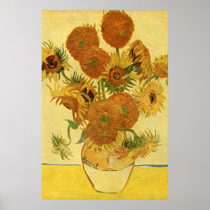 Vas med femton solrosor, Van Gogh konst Poster