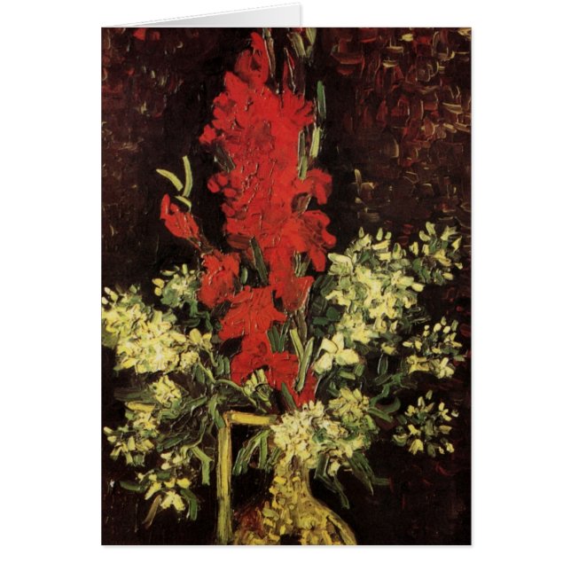 Vas med gladioler, nejlikor av Vincent van Gogh Hälsningskort (Framsidan)