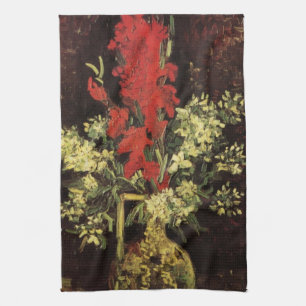 Vas med gladioler, nejlikor av Vincent van Gogh Kökshandduk