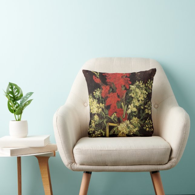 Vas med gladioler, nejlikor av Vincent van Gogh Kudde (Stol)