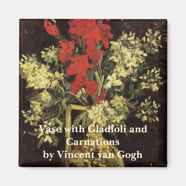 Vas med gladioler, nejlikor av Vincent van Gogh Magnet (Framsidan)