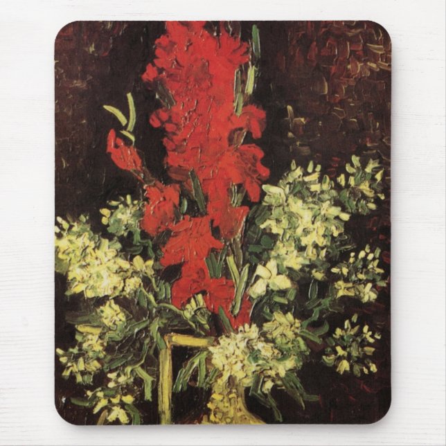 Vas med gladioler, nejlikor av Vincent van Gogh Musmatta (Framsidan)