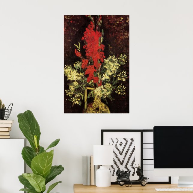 Vas med gladioler, nejlikor av Vincent van Gogh Poster (Hemmakontoret)