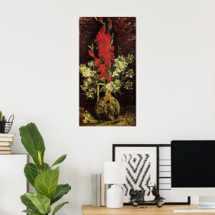 Vas med gladioler, nejlikor av Vincent van Gogh Poster